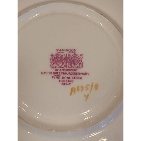 Paragon Double Warrant Cabbage Rose Tea Cup & Saucer Pink & Black Teacup GUC - Picture 10 of 11